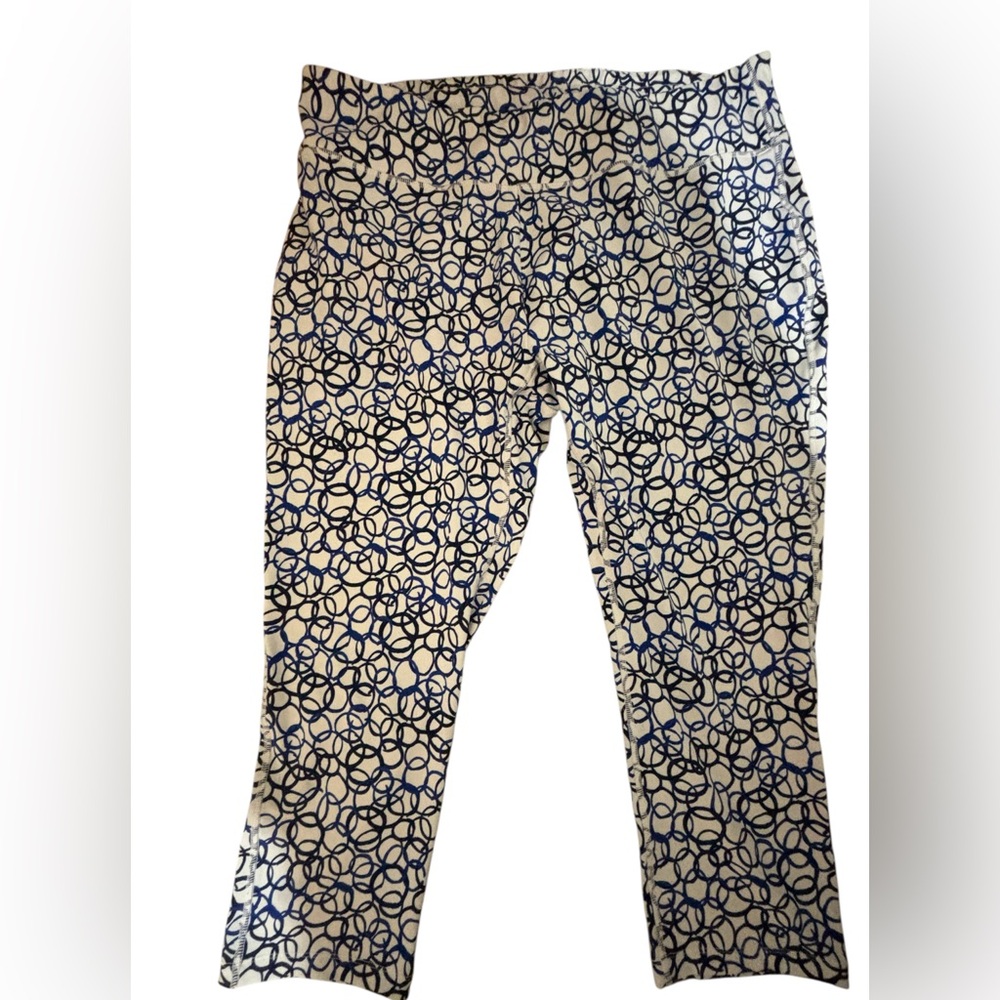 Women's Chico's Zenergy athletic leisure yoga workout legging size 3 Navy/white